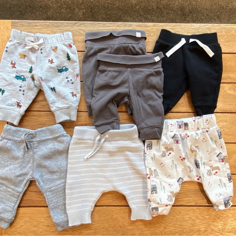 0-3 months 7 pair pants bundle little planet organic cotton and more